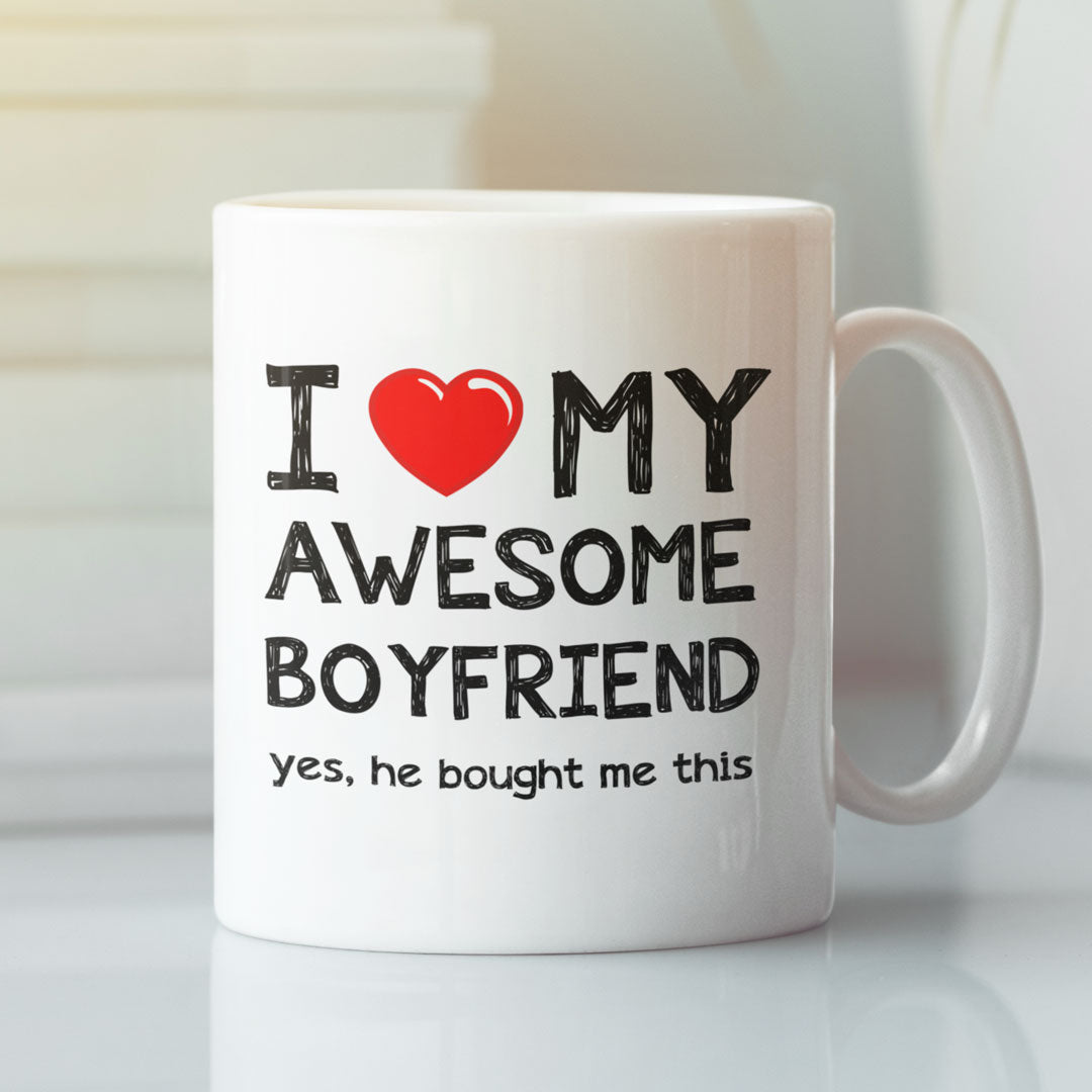 Valentines Day Funny Gift Coffee Mug - I Love My Awesome Boyfriend