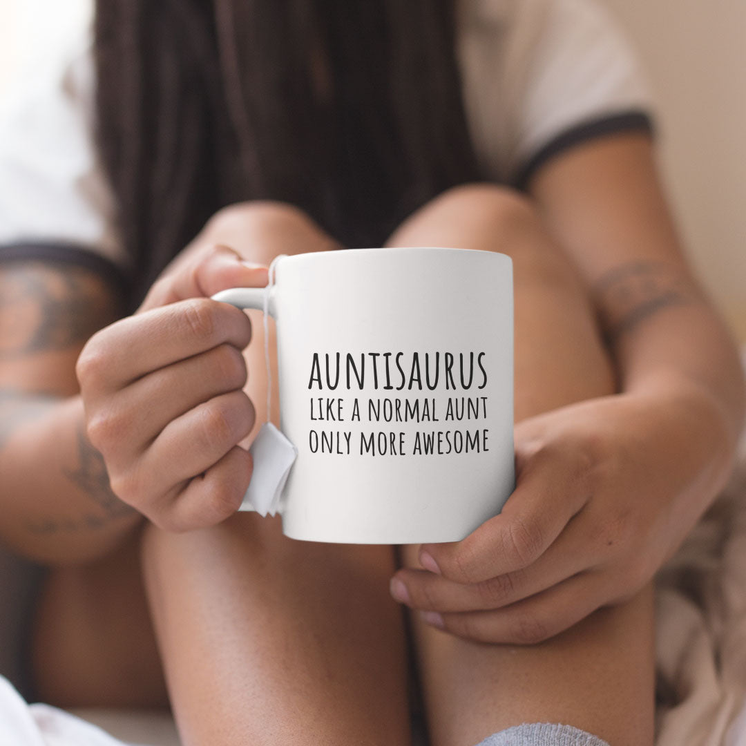 Auntie Coffee Mug - Auntisaurus Auntie Gift Mug - Perfect For Birthday or Christmas Gift - Funny Coffee Mug - Novelty Gift For Auntie