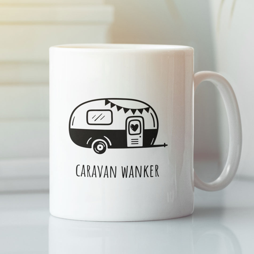 Funny Caravan Themed Coffee Gift Mug - Caravan Wanker - Rude Joke Mug For Caravan Enthusiasts
