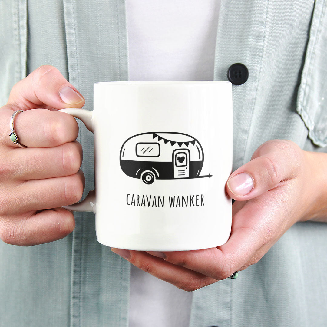 Funny Caravan Themed Coffee Gift Mug - Caravan Wanker - Rude Joke Mug For Caravan Enthusiasts
