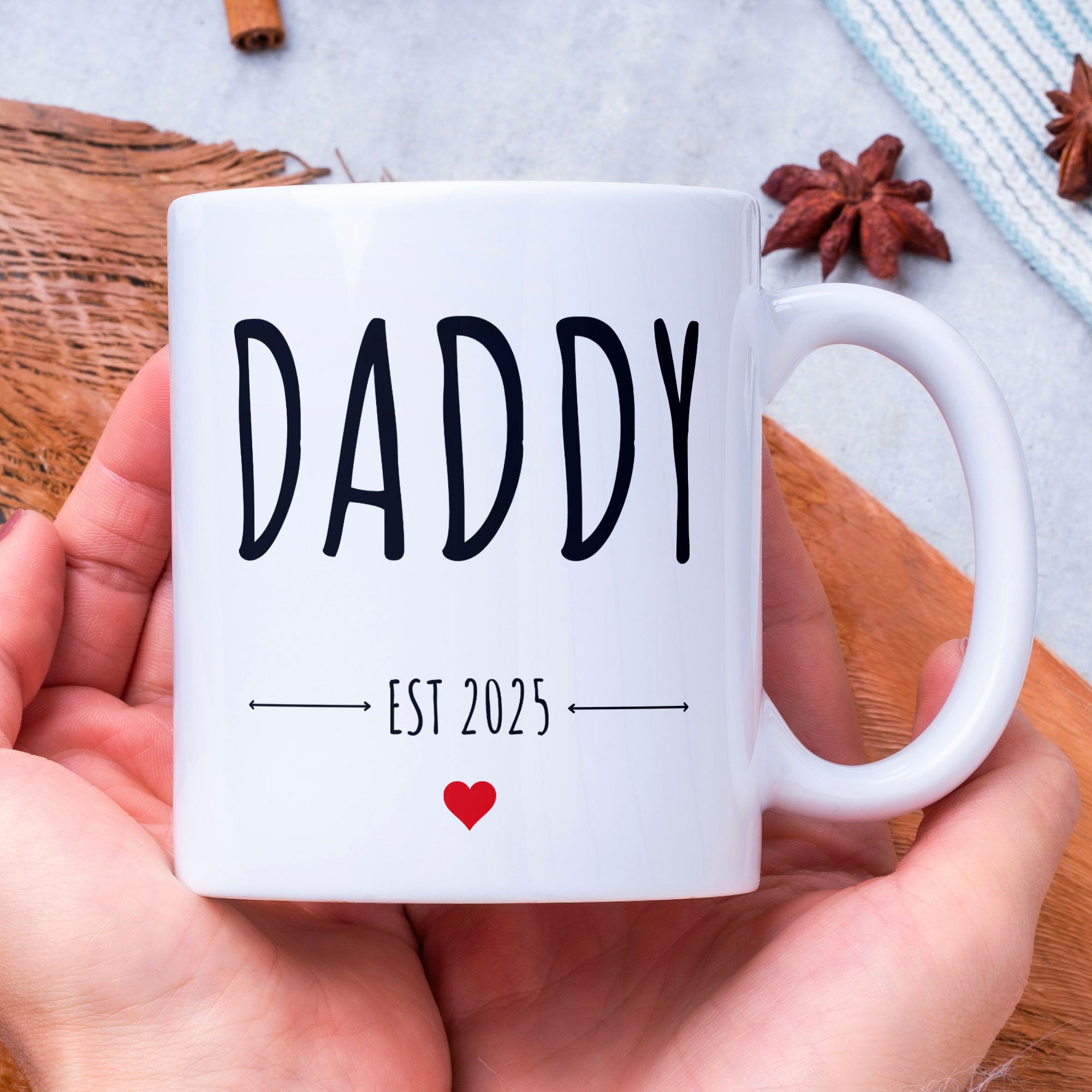 Daddy Est. 2025 Personalised Gift Mug - Gift For New Fathers, Fathers Day, Brithday