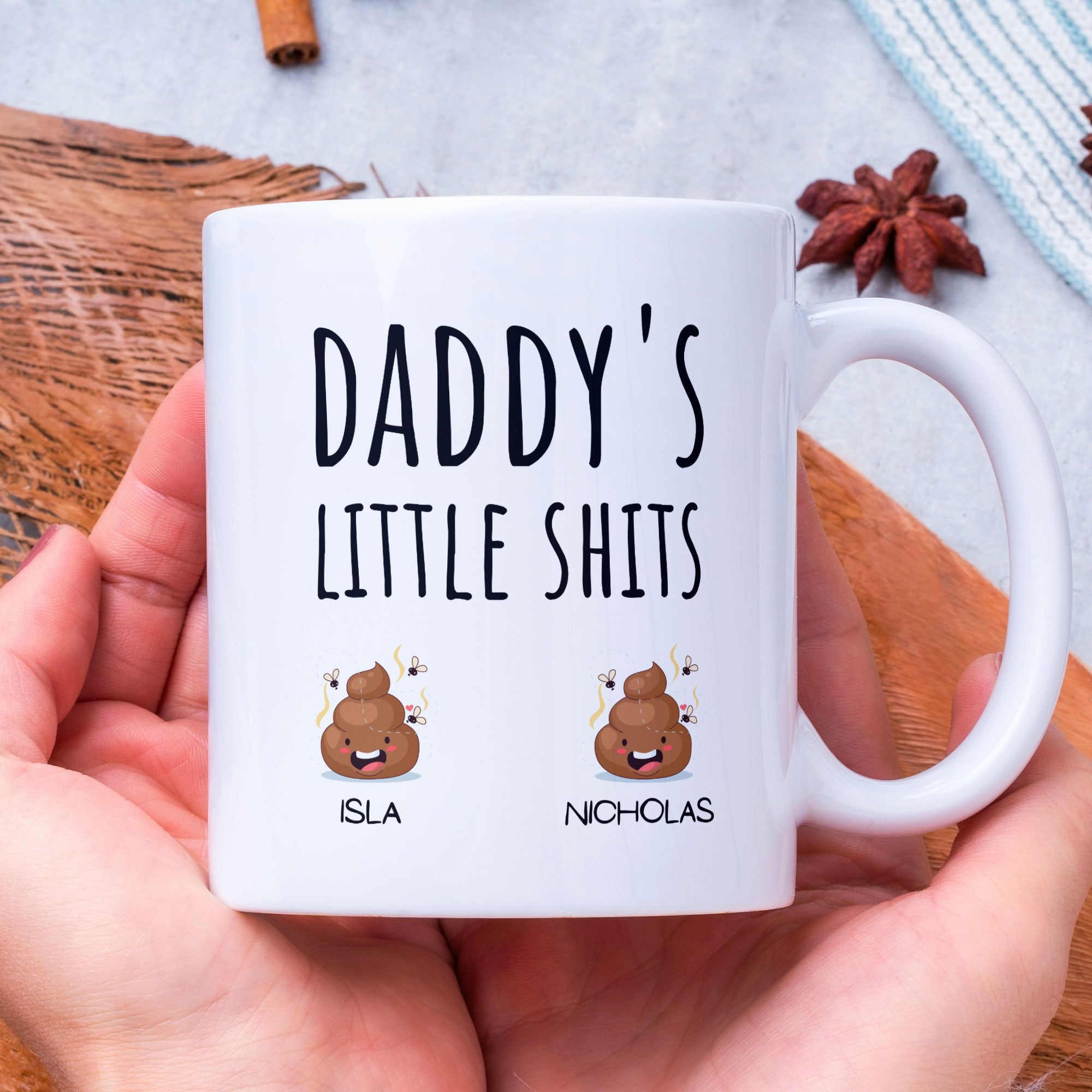 Daddys Little Shits Personalised Gift Mug - Gift For Fathers Day, Brithday