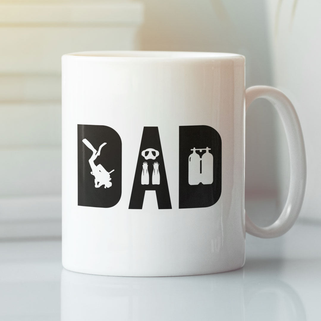 Suba Dive Dad Gift Coffee Mug - Perfect Present From Kids To Dad - Mens Diving Mug