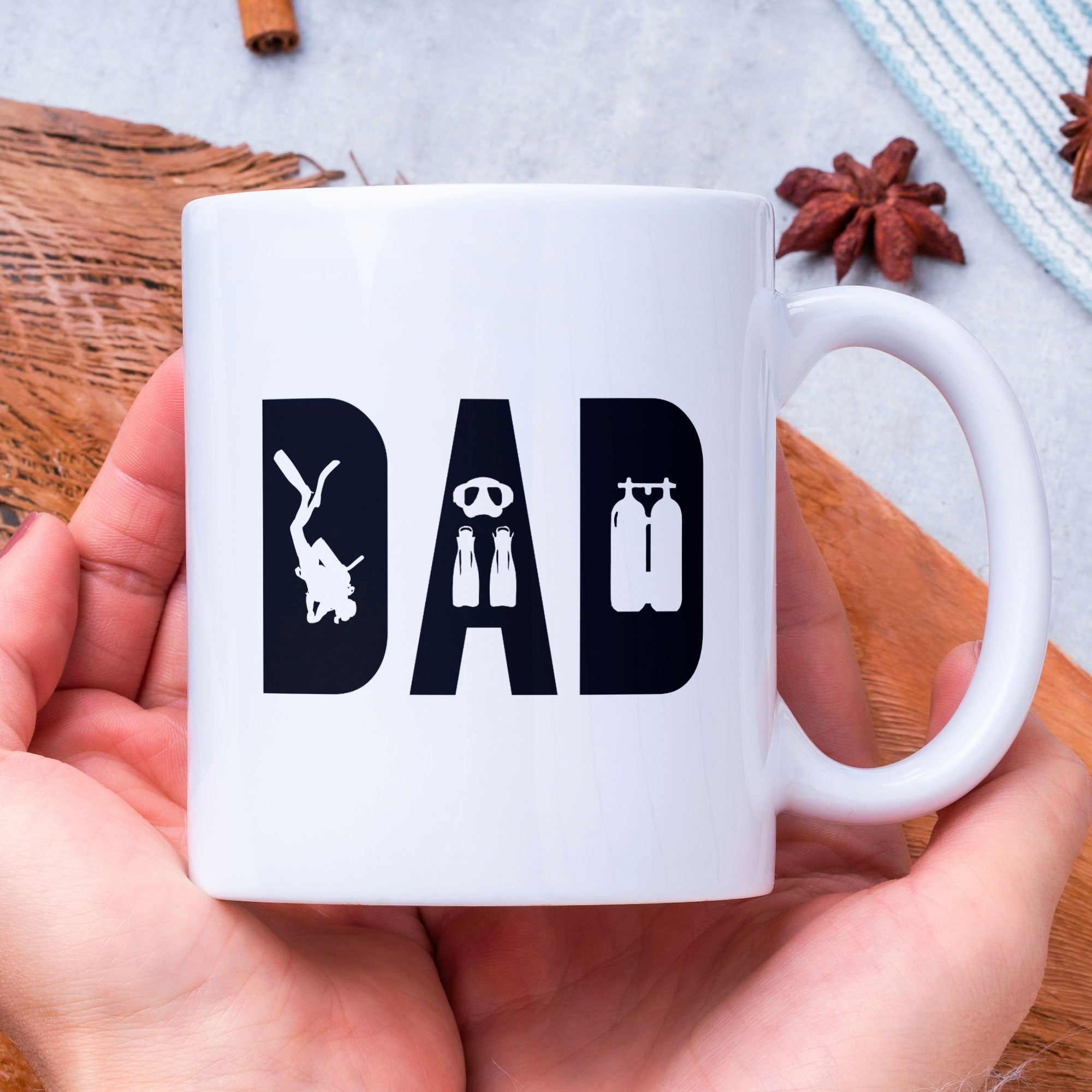 Suba Dive Dad Gift Coffee Mug - Perfect Present From Kids To Dad - Mens Diving Mug