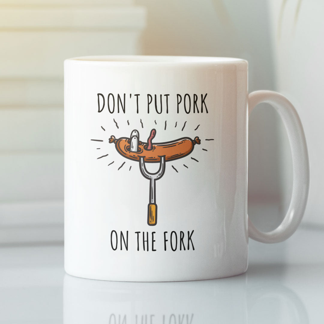 Funny Vegan Coffee Mug - Gift For Vegan Friends - Don't Put Pork On The Fork - Christmas, Birthday Gift