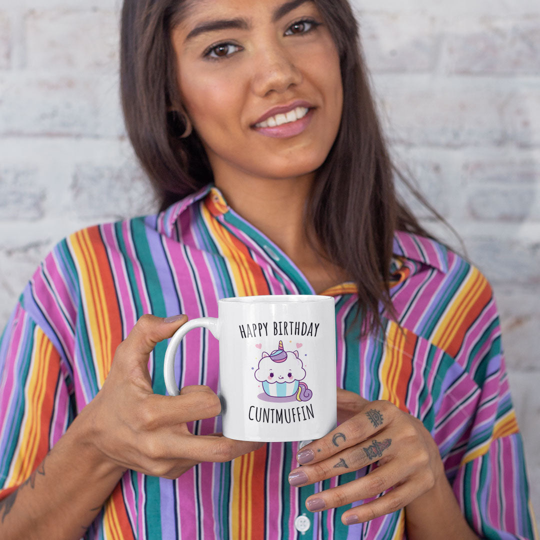 Happy Birthday Cunt Muffin Funny Rude Coffee Mug Perfect Present For Your Bestie Or Family