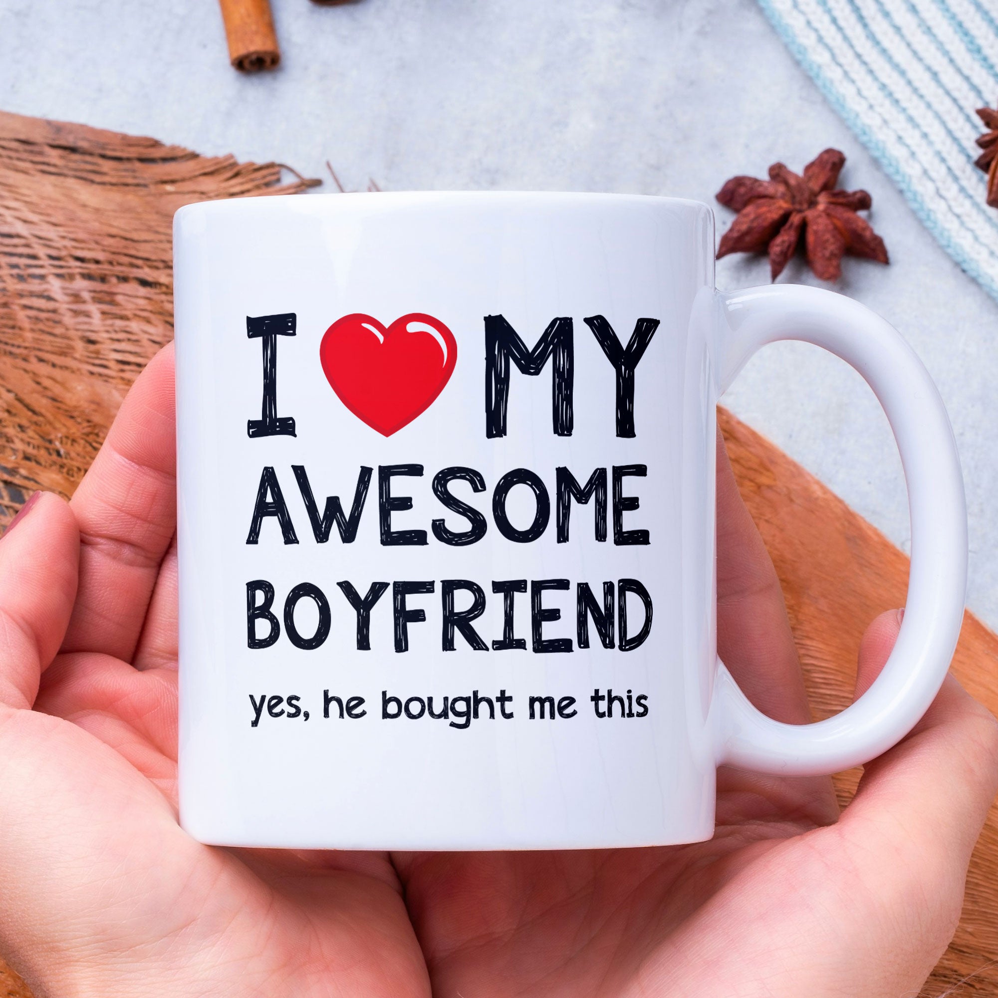 Valentines Day Funny Gift Coffee Mug - I Love My Awesome Boyfriend