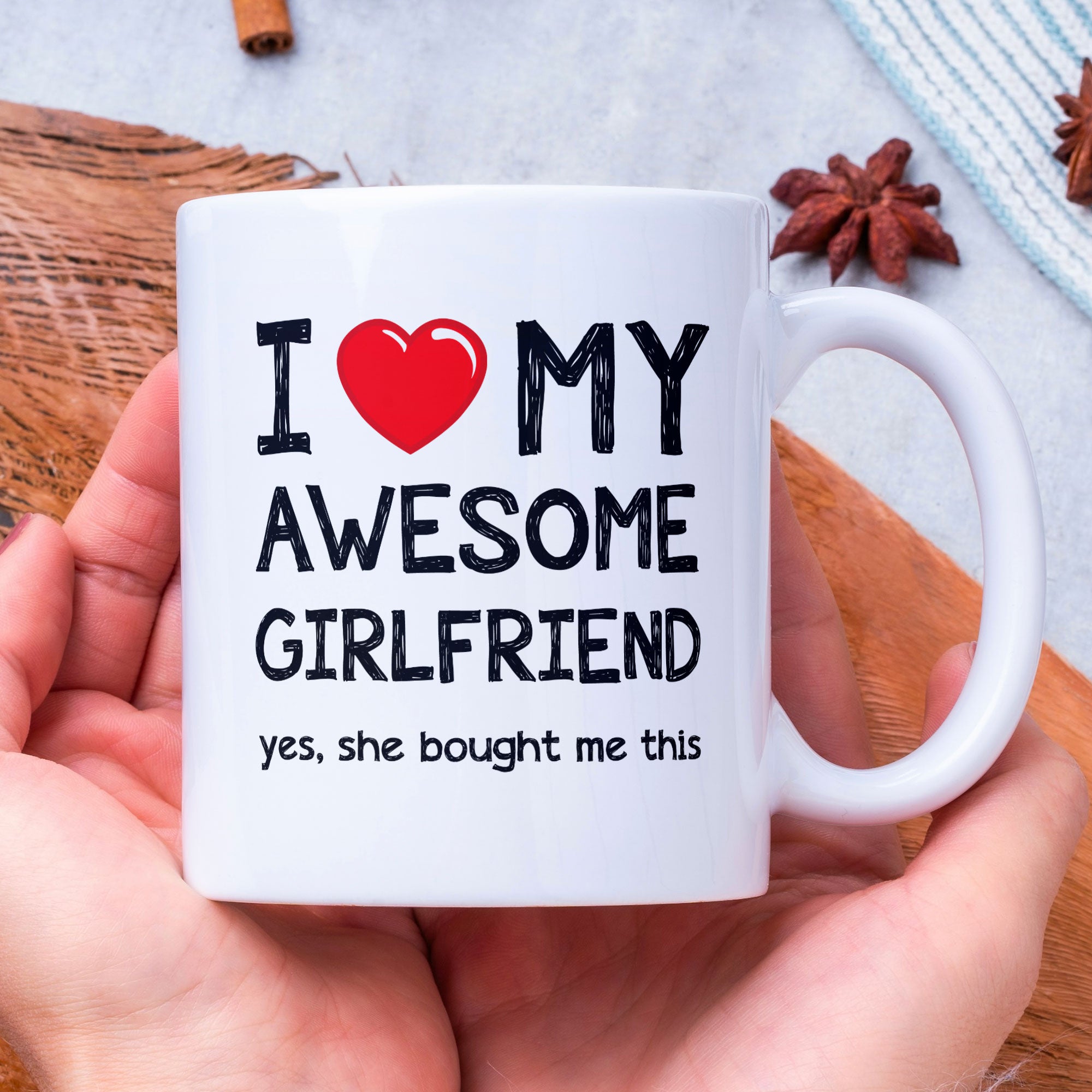Valentines Day Funny Gift Coffee Mug - I Love My Awesome Girlfried - Gift For Boyfriend