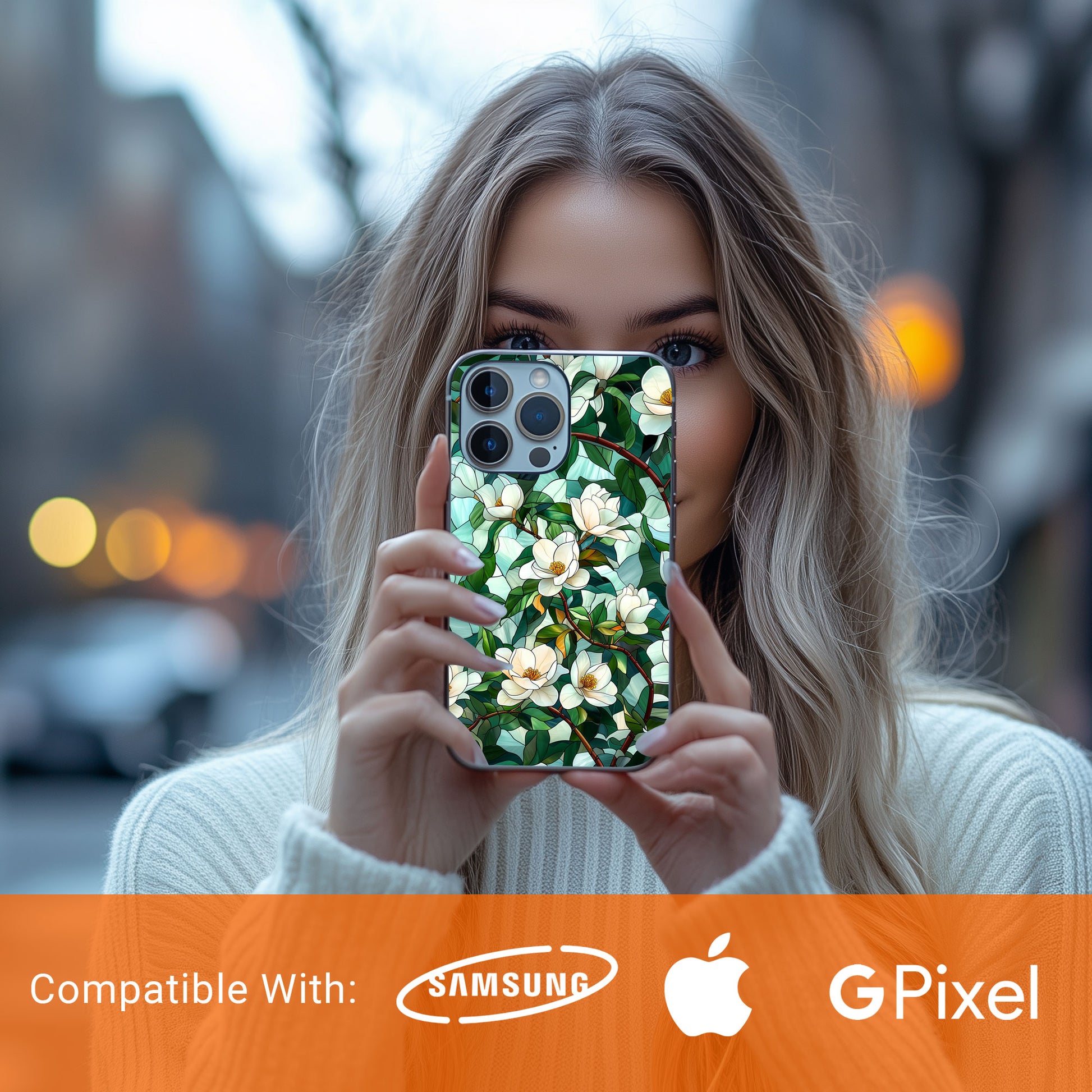 Magnolia Flower Phone Case - Floral Tough Phone Cover - Tough Case for Samsung Galaxy S25 S24 S23 S22 S21 Ulta