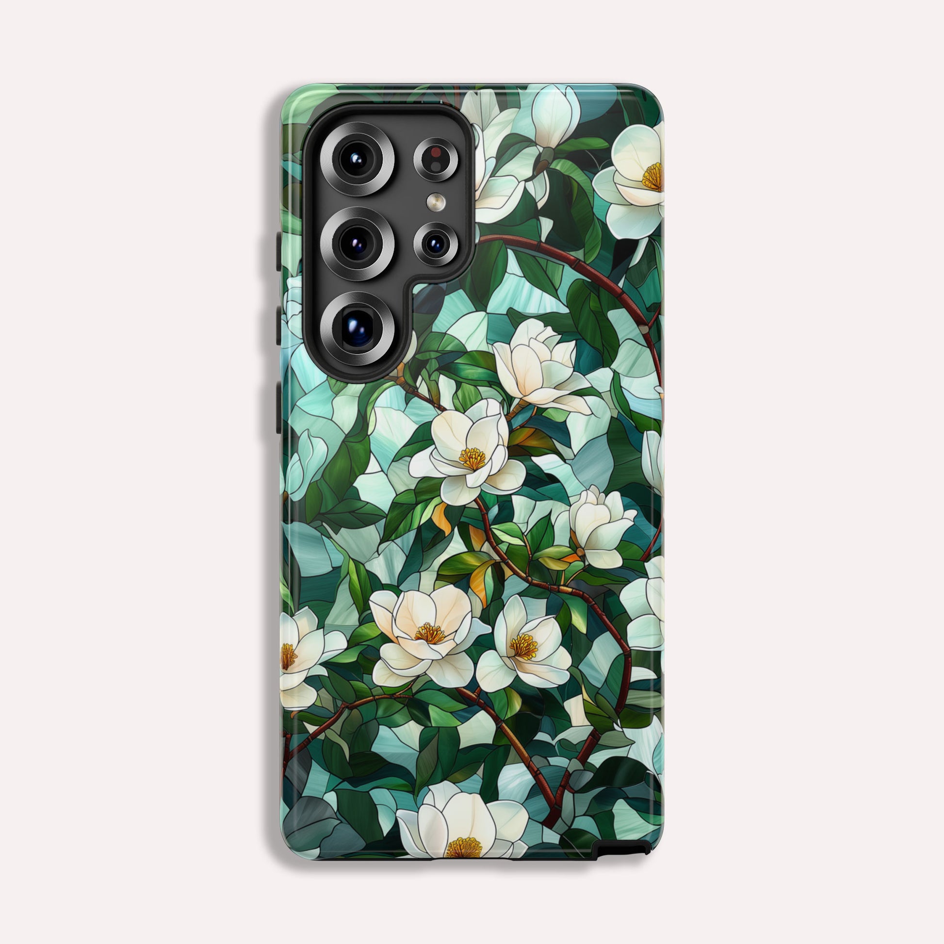 Magnolia Flower Phone Case - Floral Tough Phone Cover - Tough Case for Samsung Galaxy S25 S24 S23 S22 S21 Ulta