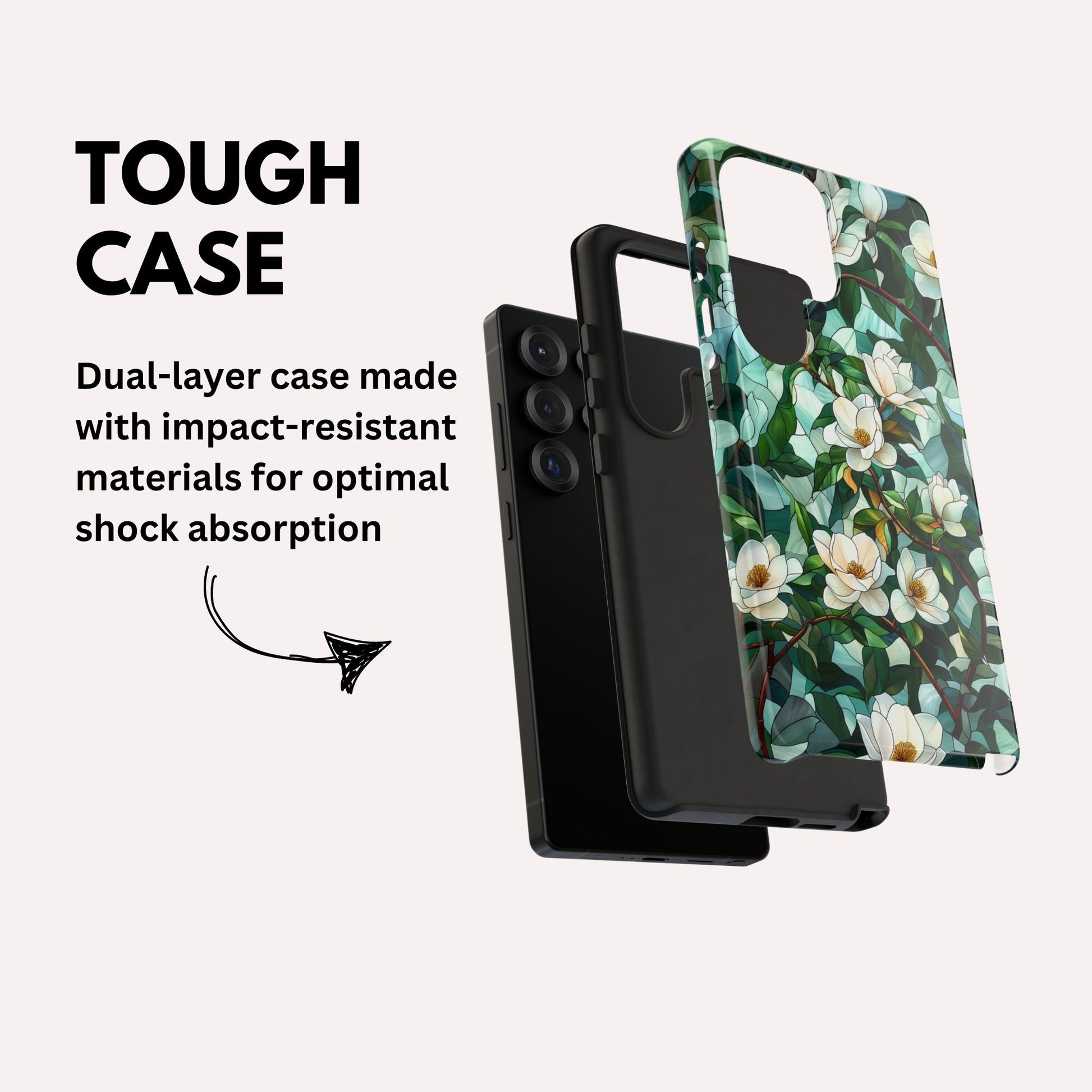 Magnolia Flower Phone Case - Floral Tough Phone Cover - Tough Case for Samsung Galaxy S25 S24 S23 S22 S21 Ulta