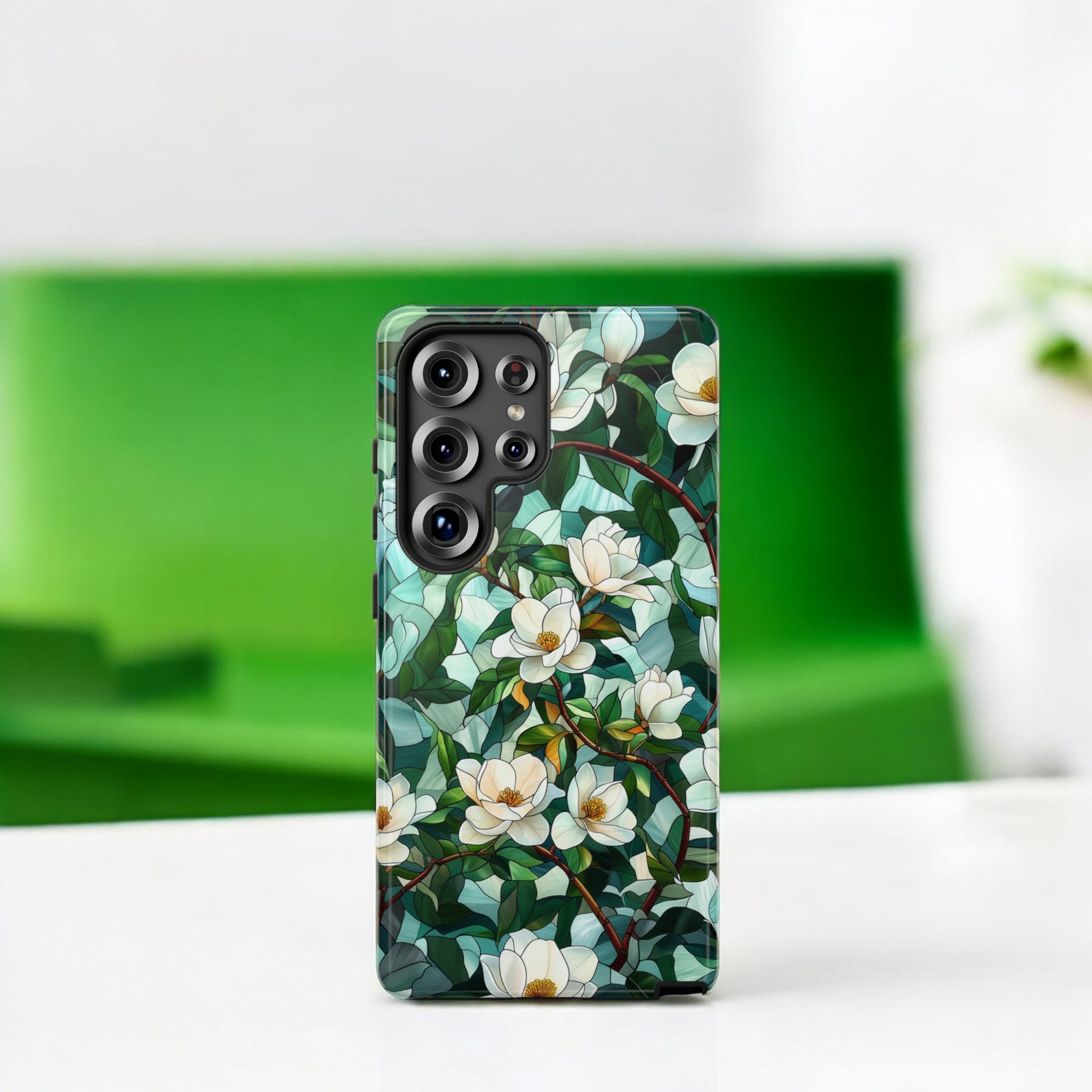 Magnolia Flower Phone Case - Floral Tough Phone Cover - Tough Case for Samsung Galaxy S25 S24 S23 S22 S21 Ulta