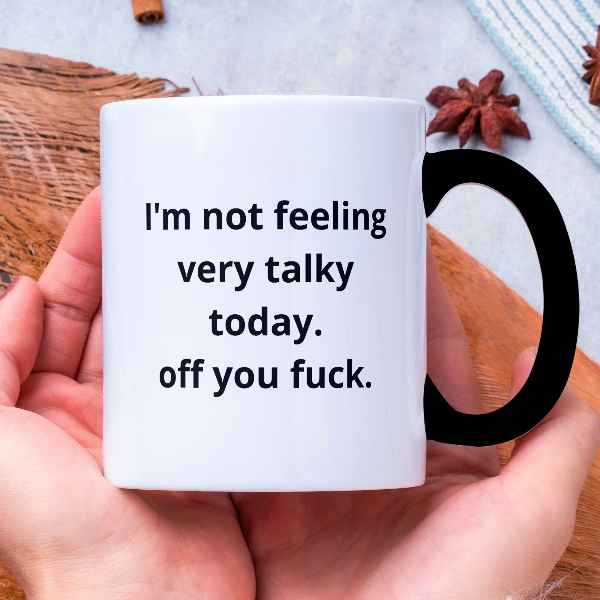Funny Joke Coffee Mug - I'm Not Feeling Very Talky Today Off You Fuck - Perfect Office / Work Mug