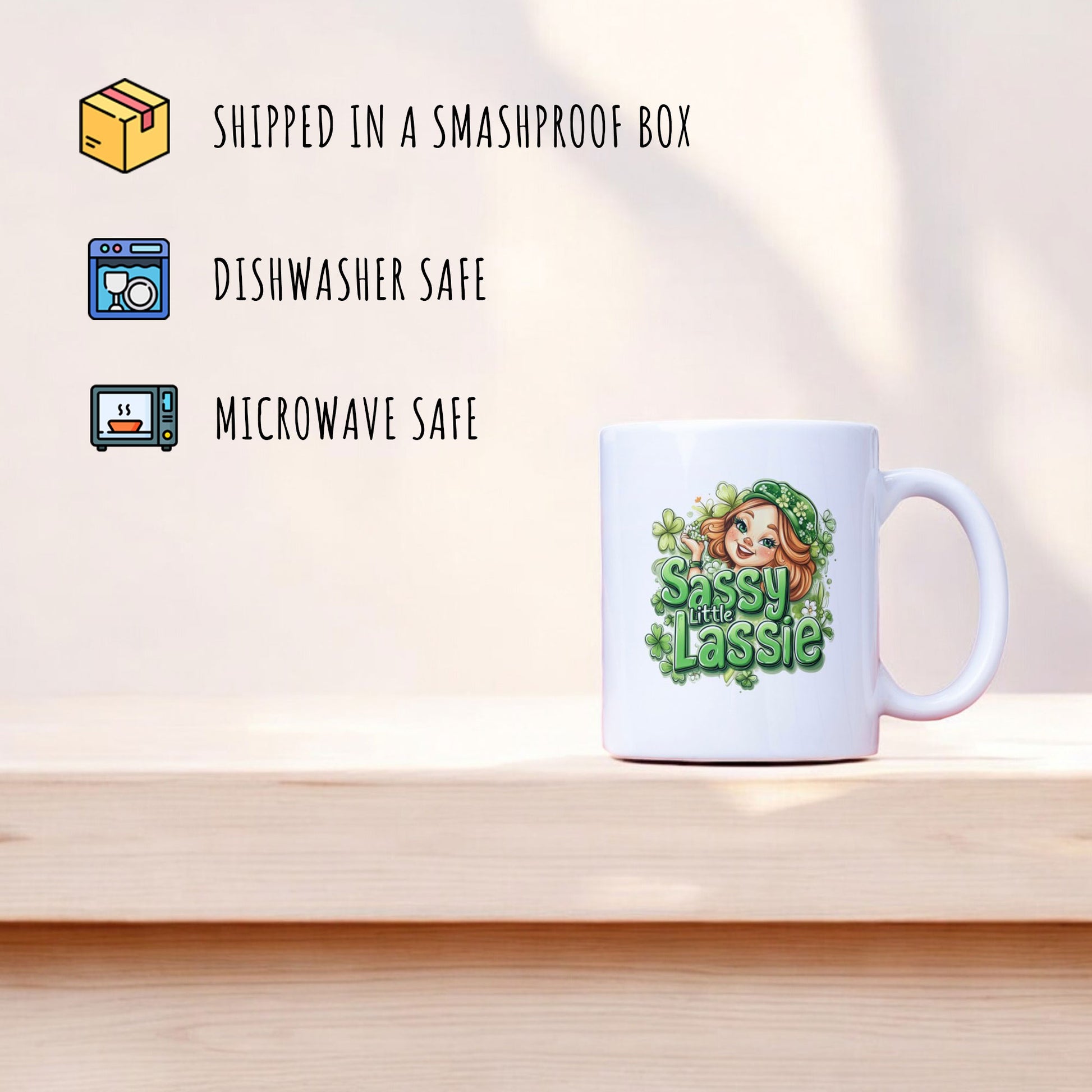 Happy St Patricks Day Mug, Saint Patrick's Day Gift, Sassy Little Lassie