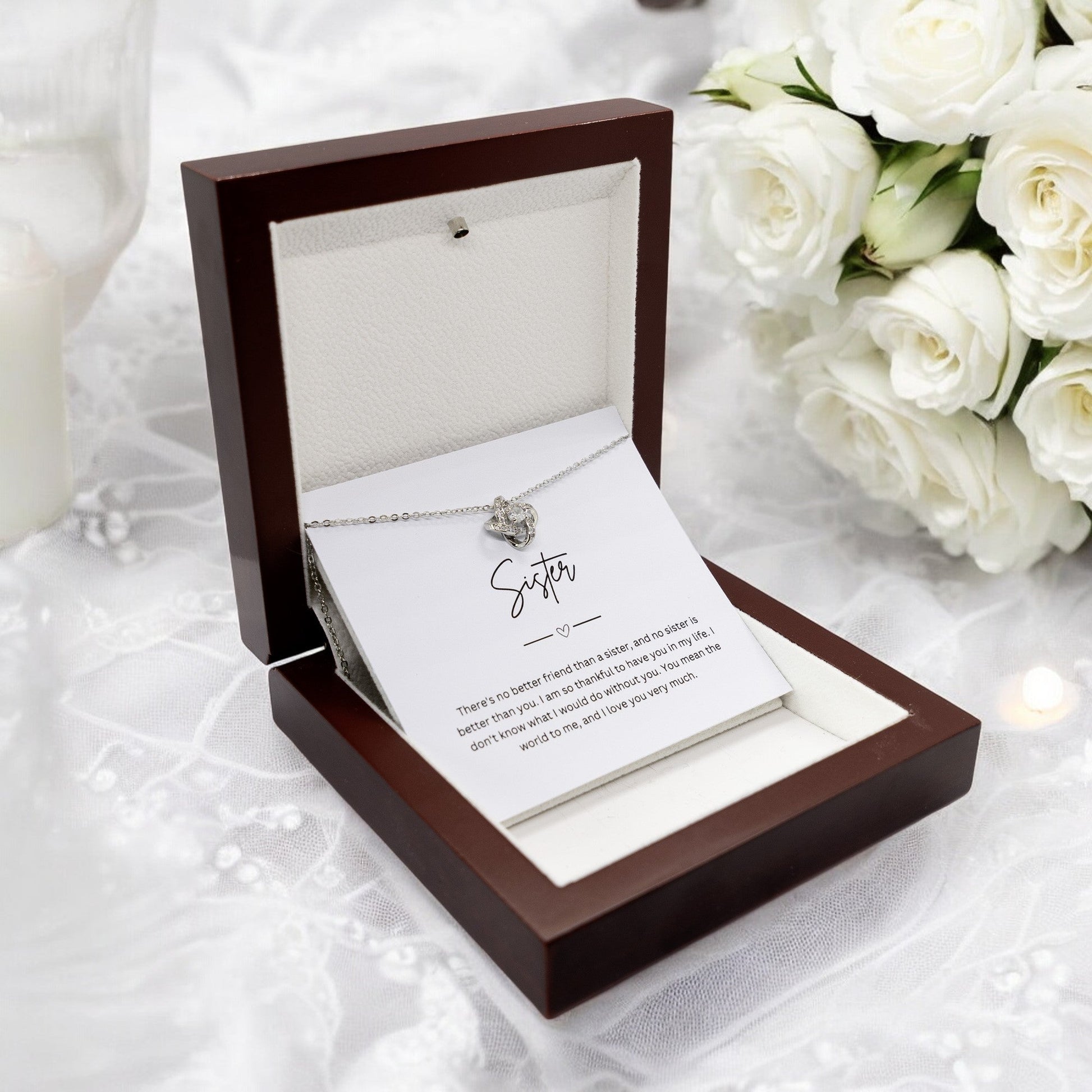 Gift For Sister - Beautiful Silver Necklace - Personalised Message Card