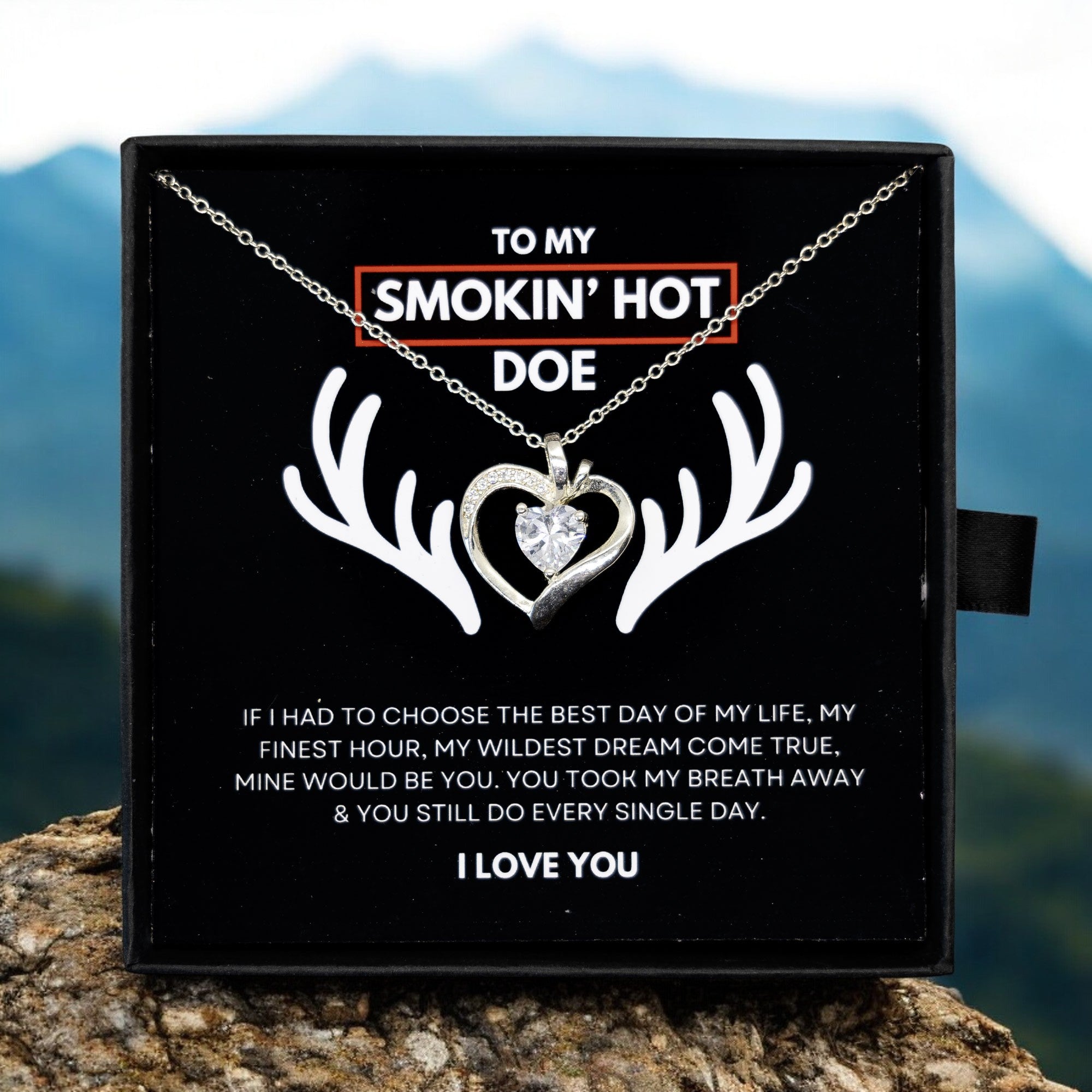 Gift For Her - Sterling Silver Necklace - Smokin Hot Doe - Personalised Hunting Themed Gift for Wife