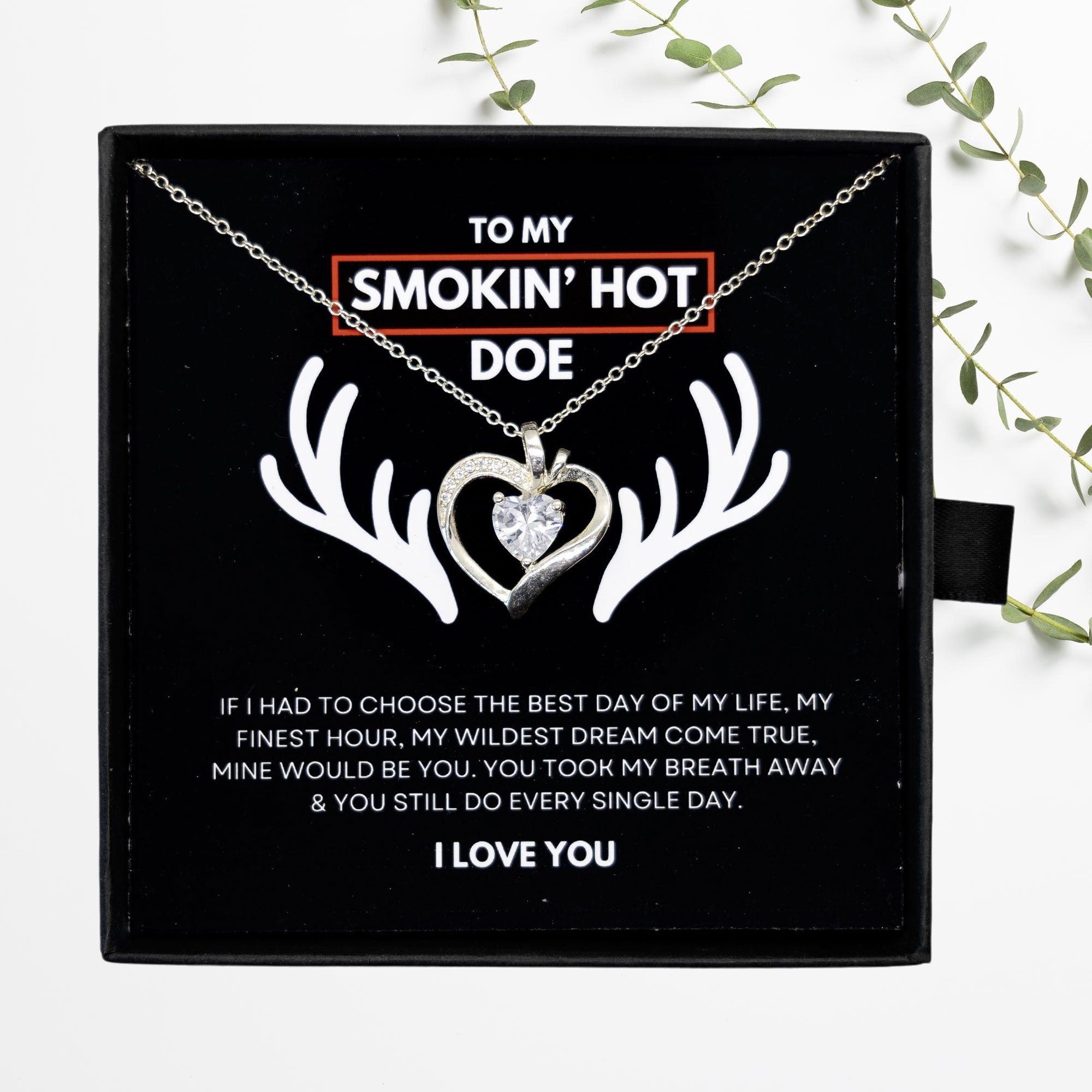 Gift For Her - Sterling Silver Necklace - Smokin Hot Doe - Personalised Hunting Themed Gift for Wife