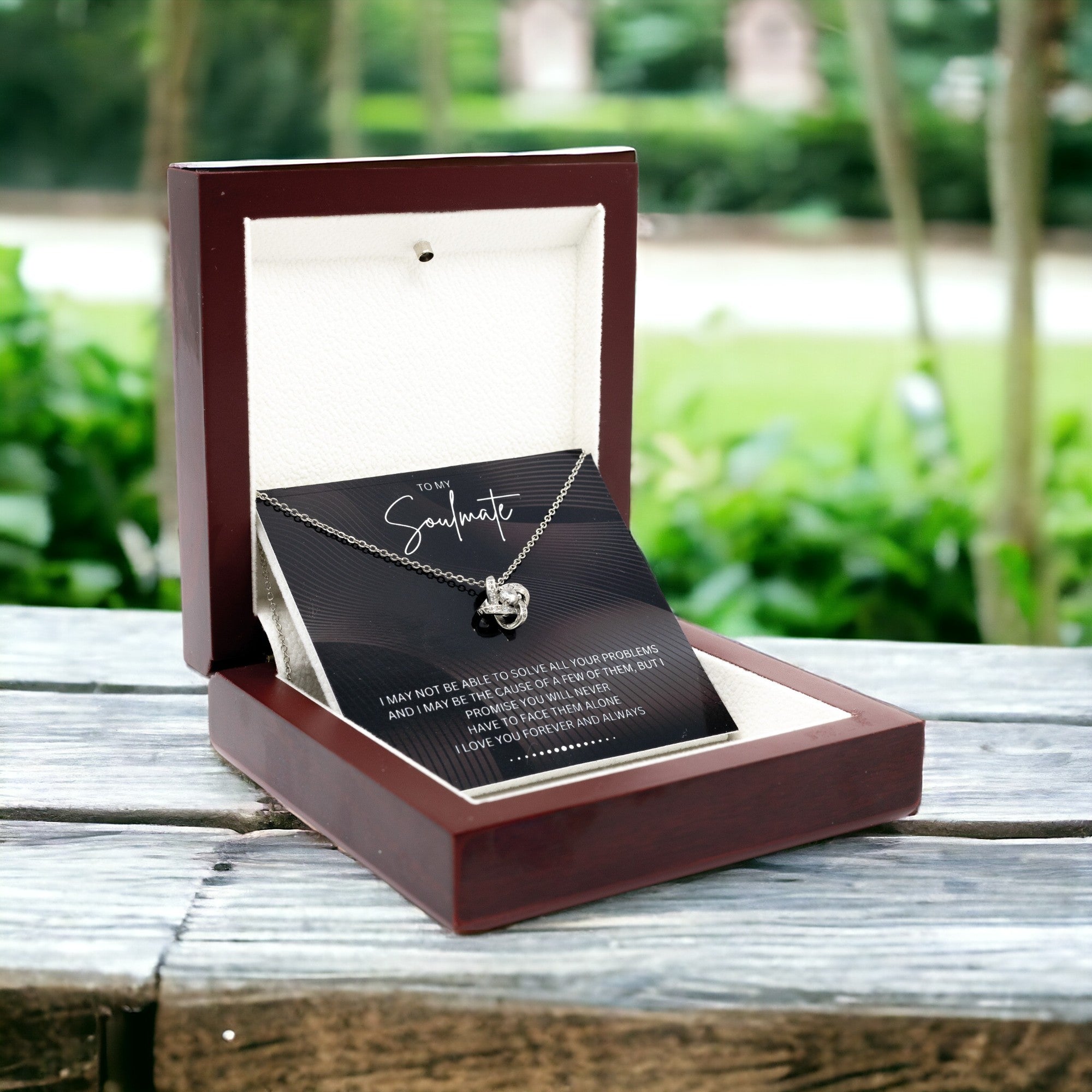 To My Soulmate - Alluring Beauty - Silver Curved Zircon Heart Pendant - For Wife, Girlfriend