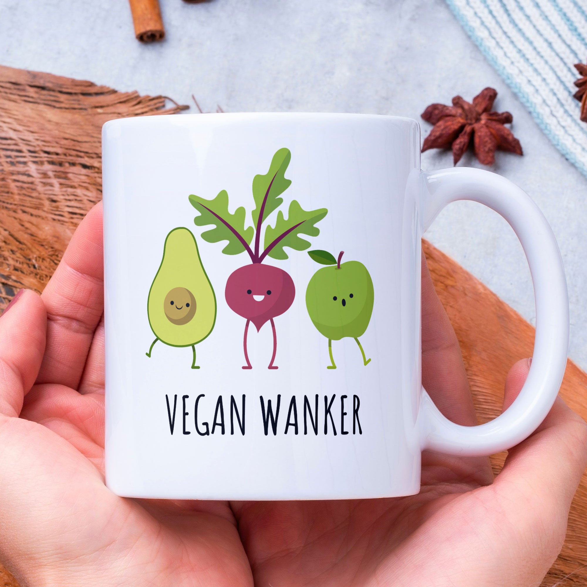 Funny Vegan Coffee Gift Mug - Vegan Wanker - Perfect Gift Idea For Vegan Family & Friends
