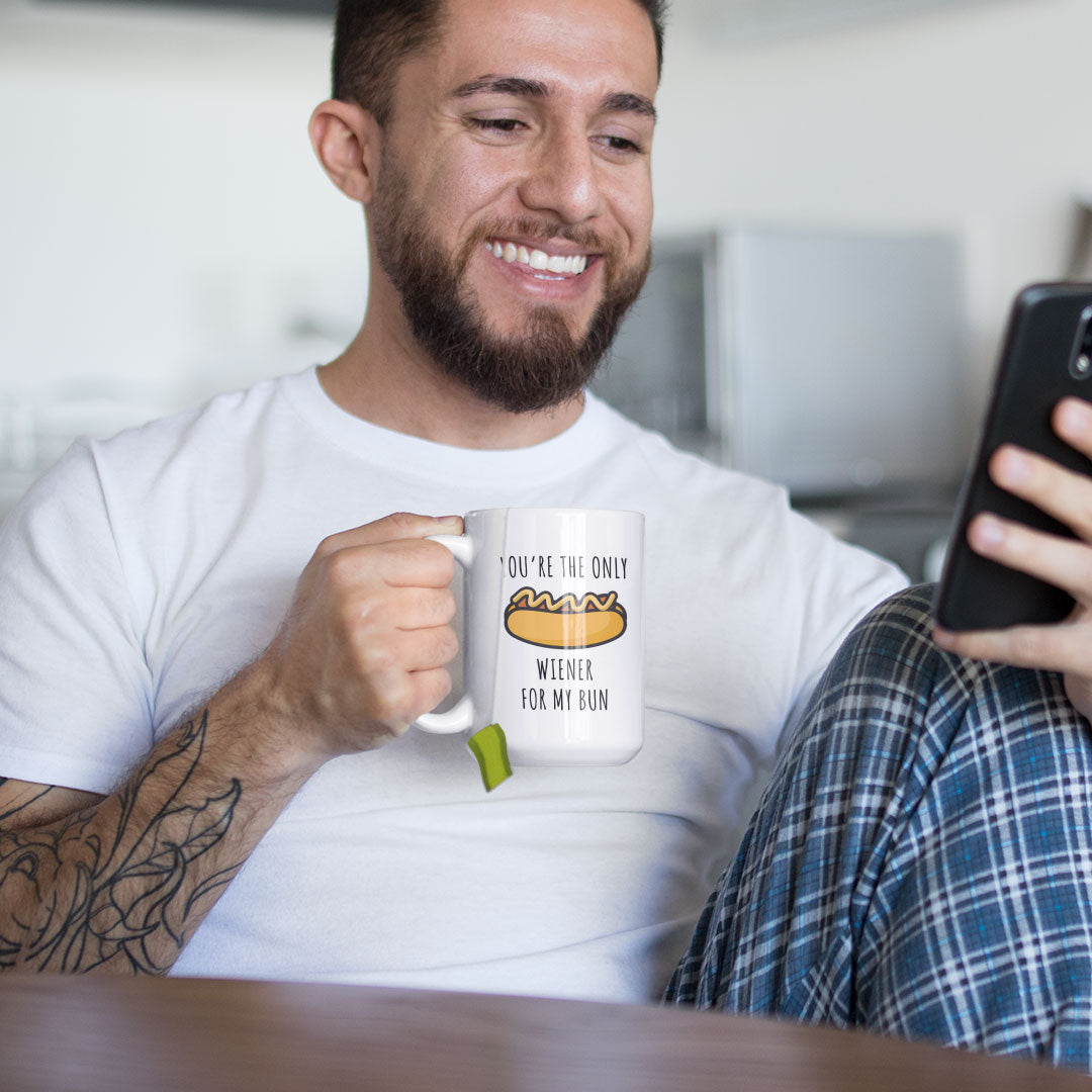 Funny Gift Mug For Partner - Valentines Mug You're The Only Wiener For My Bun